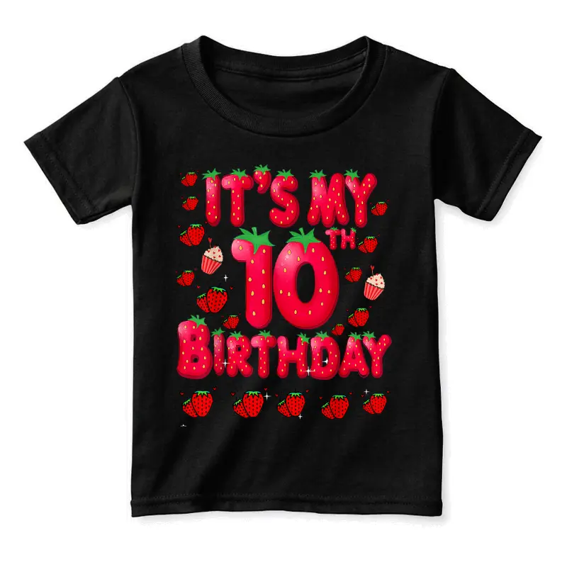 Kids 10 Year Old Strawberry Birthday Girl Sweet Fruit 10Th Toddler Staple T-Shirt