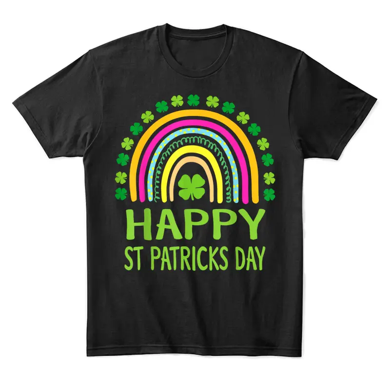 Happy St Saint Patrick's Day Rainbow Girls Kids Unisex Staple T-Shirt