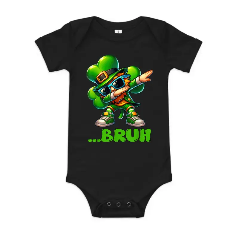 Bruh Dab Leprechaun Funny Kids Boys Mens St Patrick Day Baby Onesie