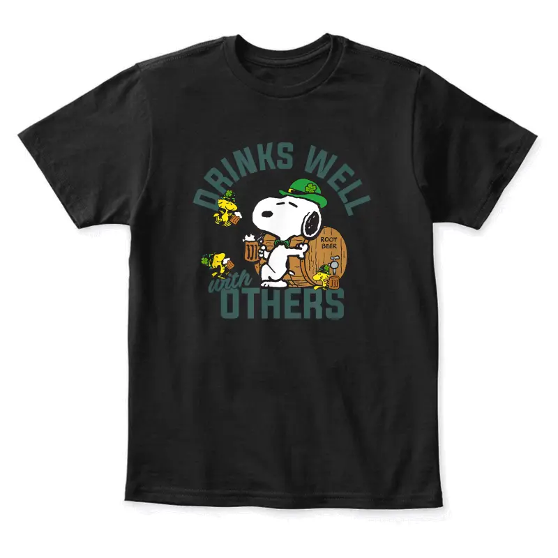 Peanuts St Patrick's Day Drinks Well With Others Youth Staple T-Shirt