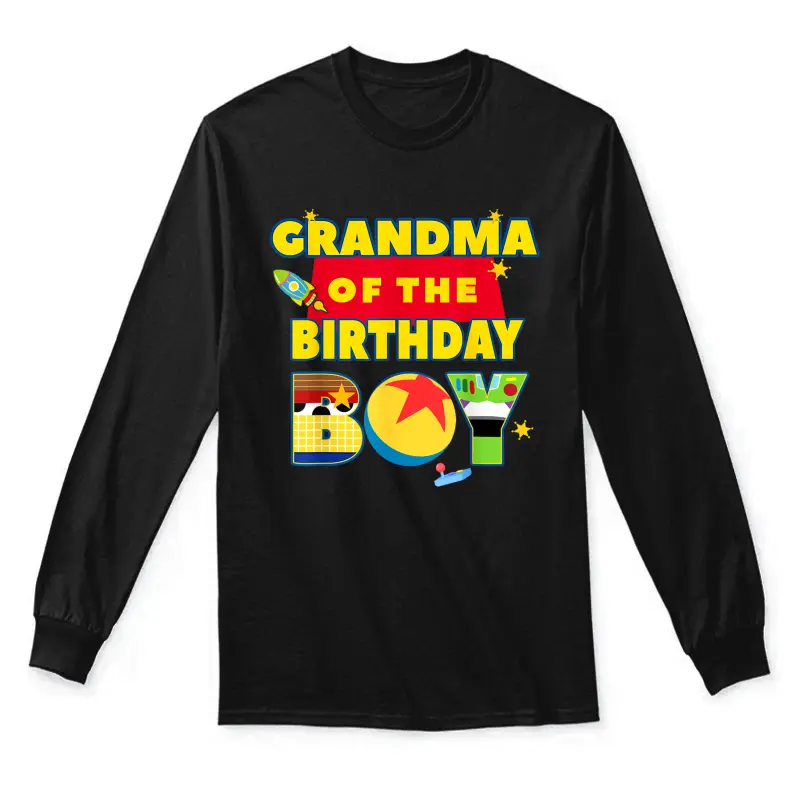 Grandma Of The Birthday Boy Toy Familly Matching Story Bday Unisex Long Sleeve T-Shirt