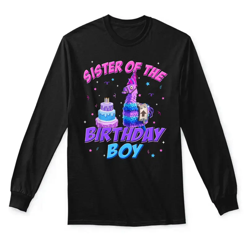 Sister Of The Birthday Boy Llama Family Party Decorations Unisex Long Sleeve T-Shirt