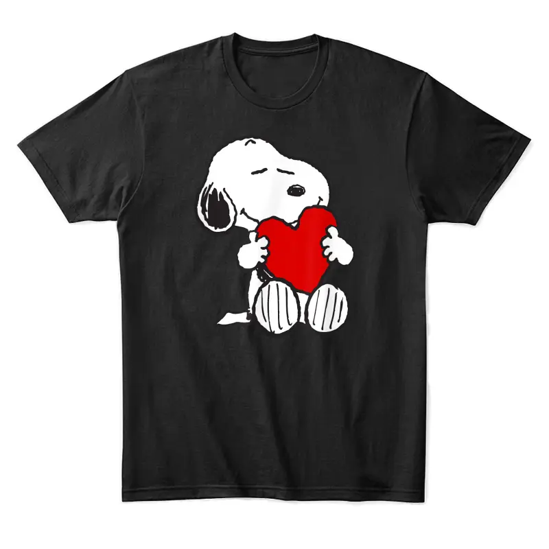 Peanuts Valentine Snoopy Hugging Heart Unisex Staple T-Shirt