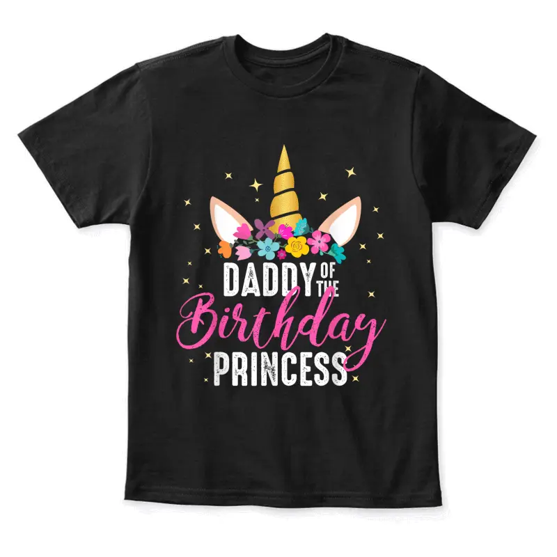 Daddy Of The Birthday Princess Father Girl Unicorn Birthday Youth Staple T-Shirt