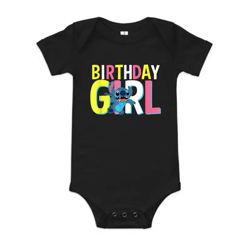 Disney Lilo & Stitch Birthday Girl Cute Stitch Text Logo Baby Onesie