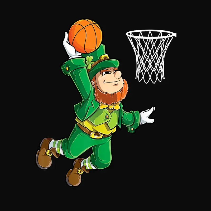 Leprechaun Basketball Dunk St Patricks Day Boys Men Sports Unisex Staple T-Shirt