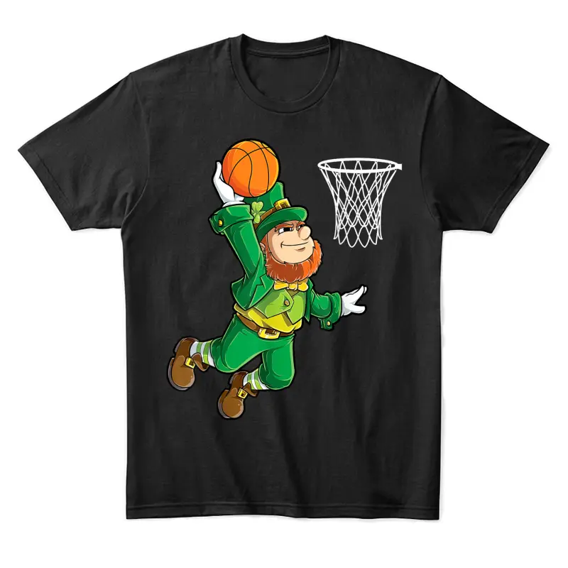 Leprechaun Basketball Dunk St Patricks Day Boys Men Sports Unisex Staple T-Shirt