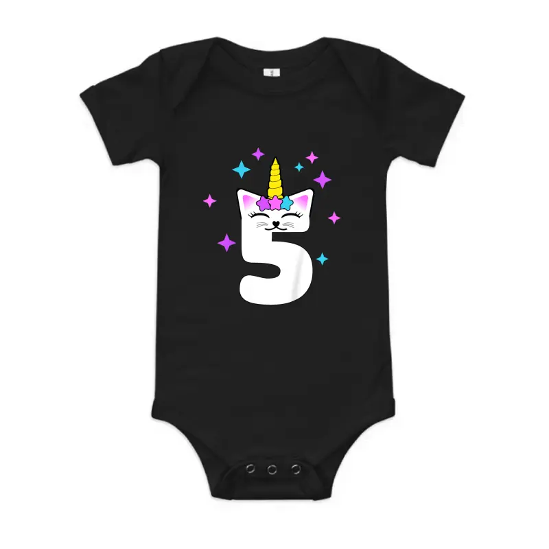 Kids 5 Year Old Cat Unicorn Caticorn 5Th Birthday Party Girls Baby Onesie