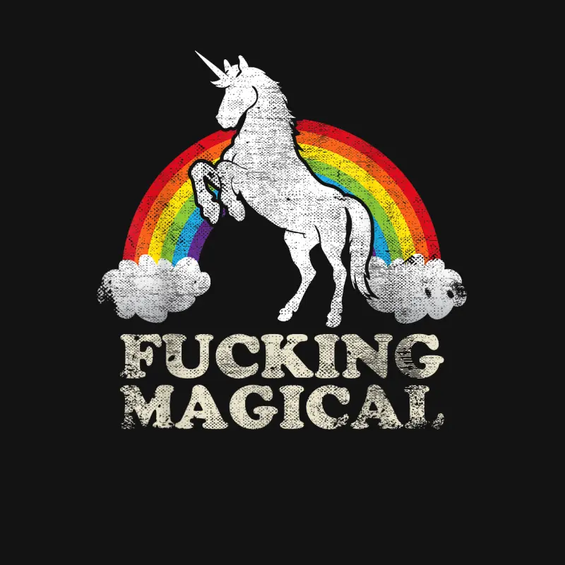 Funny Retro Adult Humour Fucking Magical Unicorn Rainbow Unisex Long Sleeve T-Shirt
