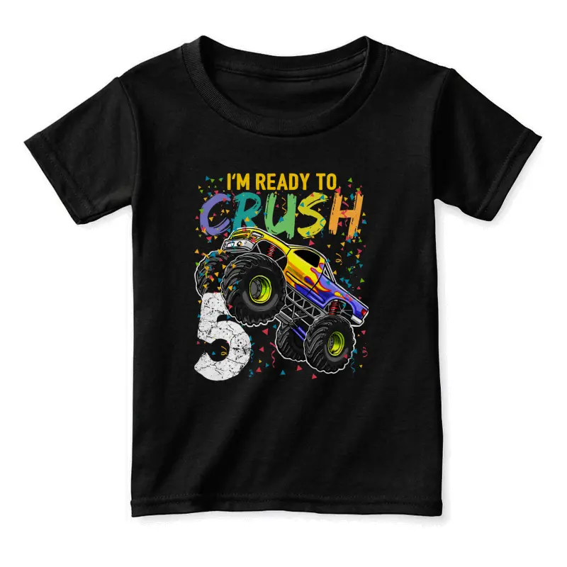 I'm Ready To Crush 5 Monster Truck 5Th Birthday Boys Toddler Staple T-Shirt