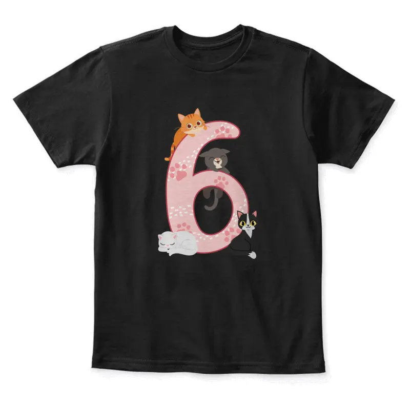 6Th Birthday Girl Cats Outfit 6 Years Old Youth Staple T-Shirt