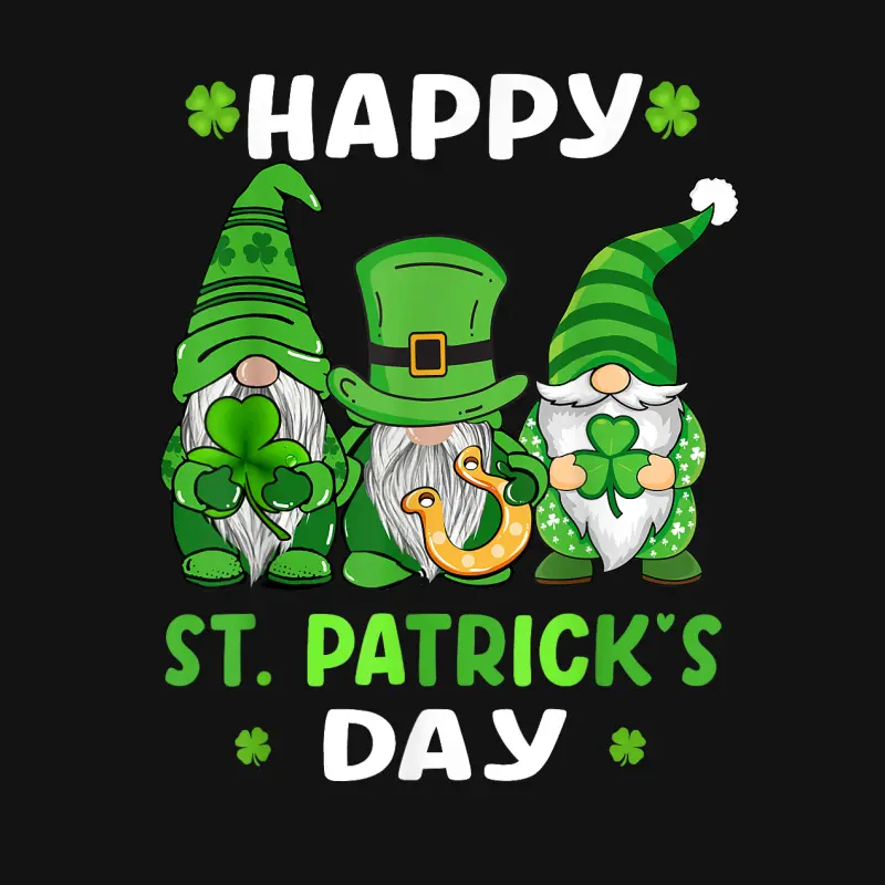 Happy St Patricks Day Gnomes Shamrock Lucky Boys Girls Women Youth Staple T-Shirt