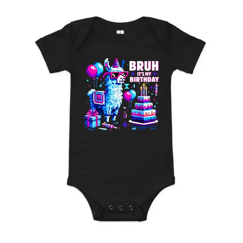 Bruh Its My Birthday Llama Boy Game Dad And Mom Baby Onesie