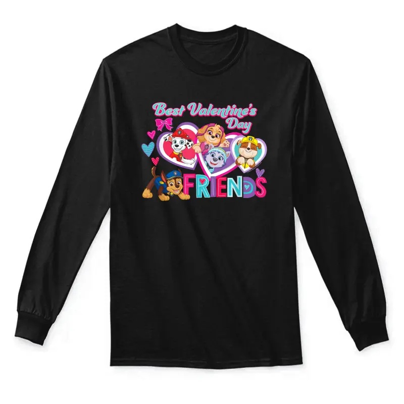 Paw Patrol Best Valentine's Day Friends, Chase, Skye, Rubble Unisex Long Sleeve T-Shirt