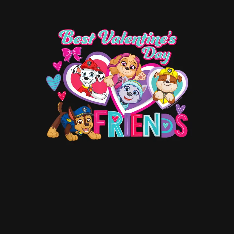 Paw Patrol Best Valentine's Day Friends, Chase, Skye, Rubble Unisex Long Sleeve T-Shirt