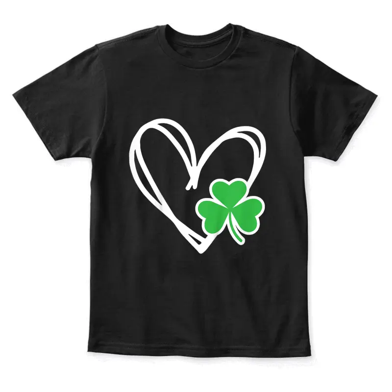 Girls Heart St Patricks Day Shamrock Irish Toddler Baby Youth Staple T-Shirt