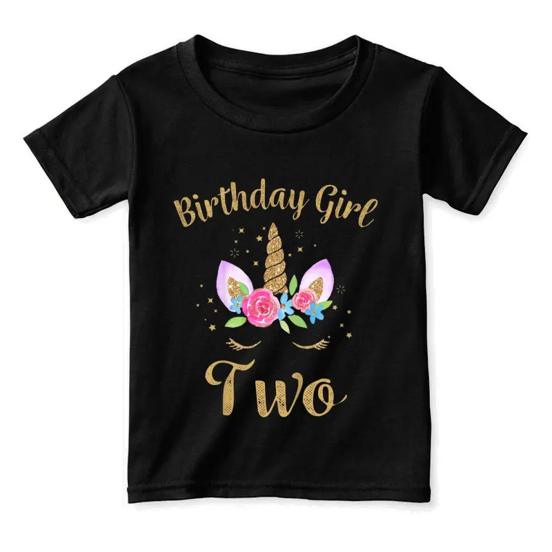 Kids 2 Year Old Birthday Girl Unicorn Shirt 2Nd Birthday Outfit Toddler Staple T-Shirt