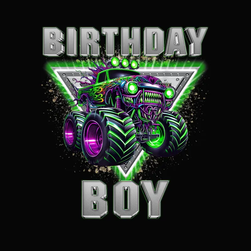 Birthday Boy Monster Truck Are My Jam Bday Party Kids Boys Toddler Staple T-Shirt