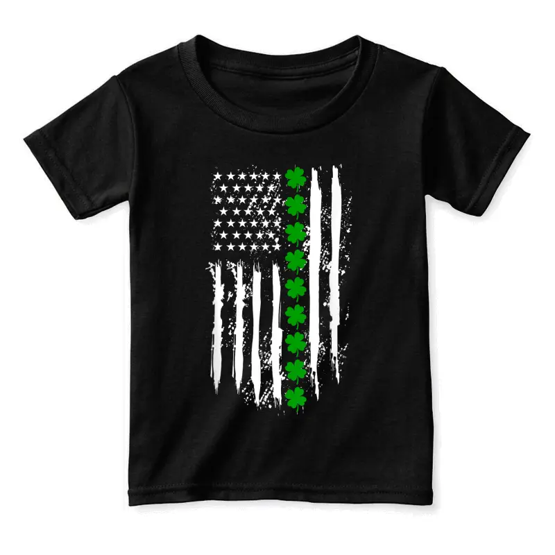 St Patricks Day Green Clover Us American Flag Patriotic Love Toddler Staple T-Shirt