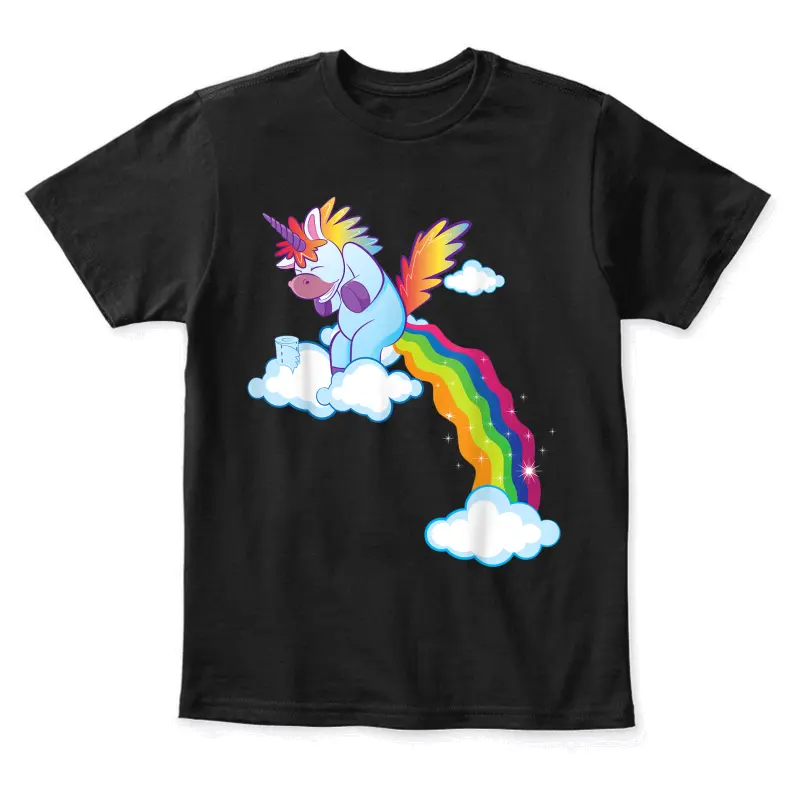 Unicorn Lover Gift Funny Rainbow Pooping Unicorn Youth Staple T-Shirt