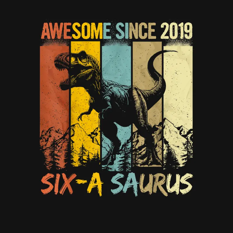 6 Year Old Dinosaur 6Th Birthday T Rex Dino Six A Saurus Unisex Long Sleeve T-Shirt