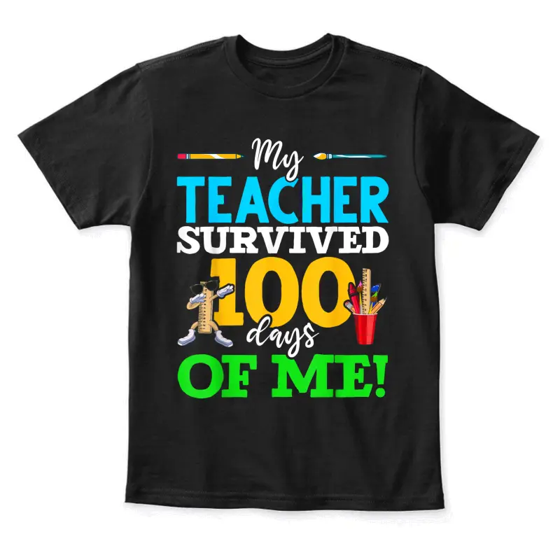 My Teacher Survived 100 Days Of Me Dab 100 Days Of School Youth Staple T-Shirt