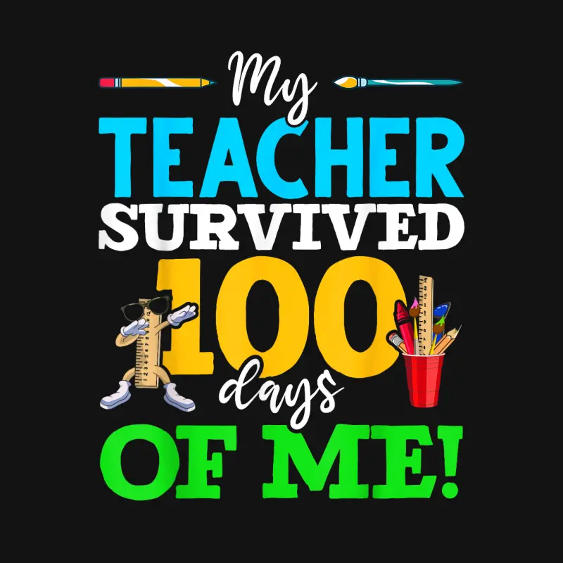 My Teacher Survived 100 Days Of Me Dab 100 Days Of School Youth Staple T-Shirt
