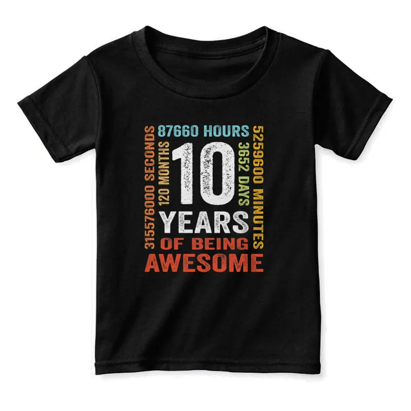 10 Years Old 10Th Birthday Gift Vintage Retro 120 Months Toddler Staple T-Shirt