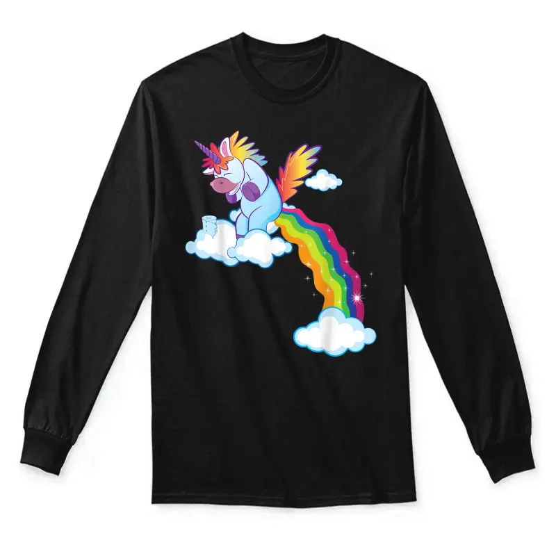 Unicorn Lover Gift Funny Rainbow Pooping Unicorn Unisex Long Sleeve T-Shirt