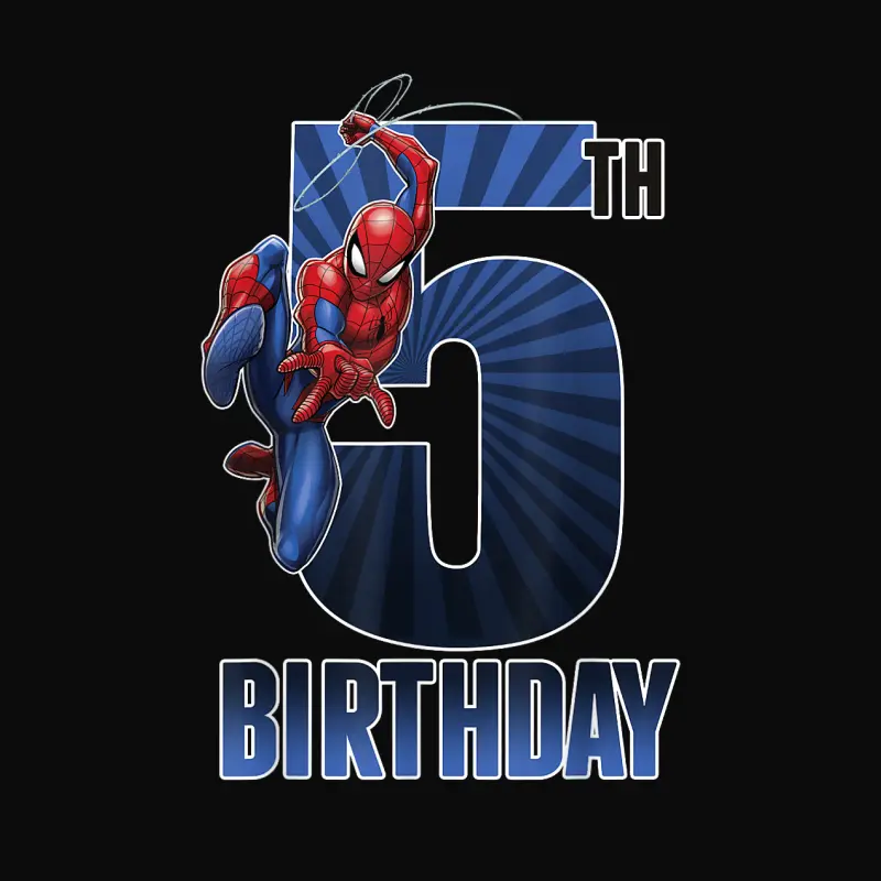 Marvel Spider-Man Swinging 5Th Birthday Graphic Unisex Staple T-Shirt