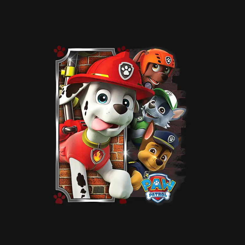 Paw Patrol Firedog Marshall With Group Youth Staple T-Shirt