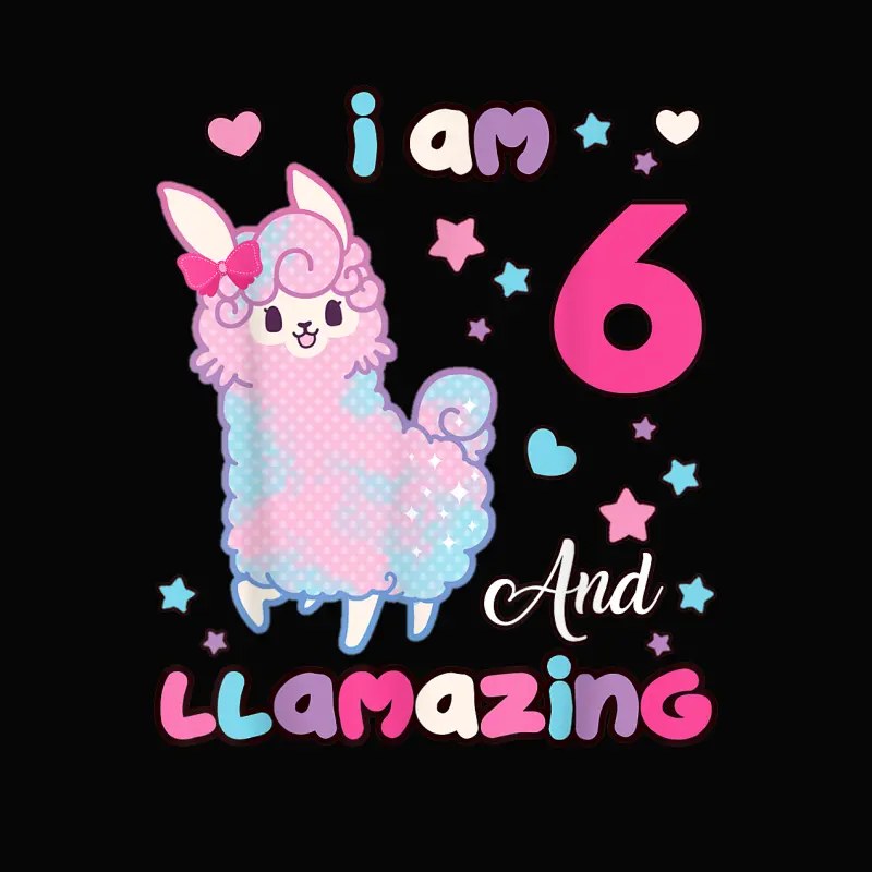 I Am Six 6 Years Old 6Th Birthday Girl Llamazing Llama Toddler Staple T-Shirt