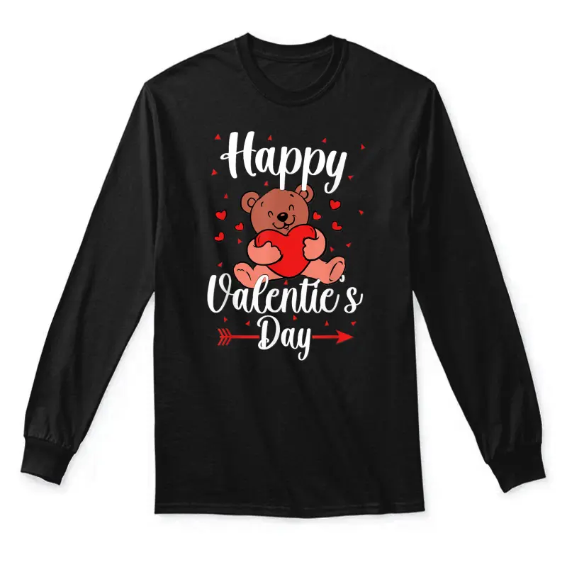 Funny Teddy Bear Holding Heart Love Happy Valentine's Day Unisex Long Sleeve T-Shirt