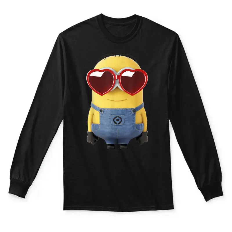 Minions Valentine's Day Dave Heart Glasses Unisex Long Sleeve T-Shirt