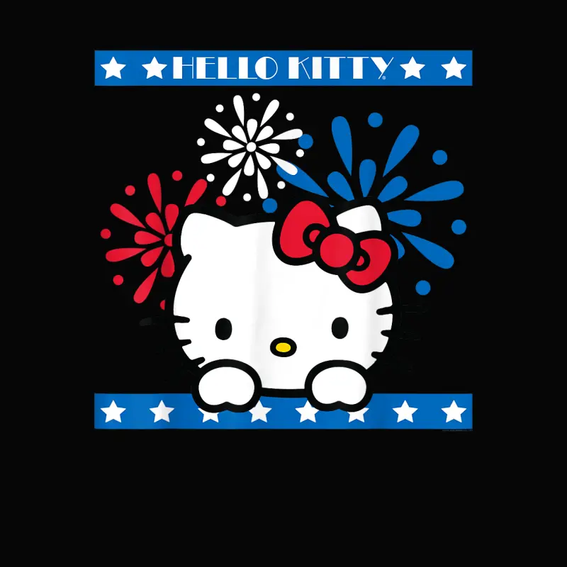 Hello Kitty Fireworks 4Th Of July Red White Blue Americana Toddler Staple T-Shirt