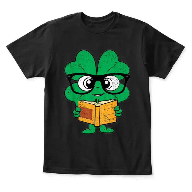 Shamrock Reading Books St Patricks Day Nerd Clover Reader Youth Staple T-Shirt