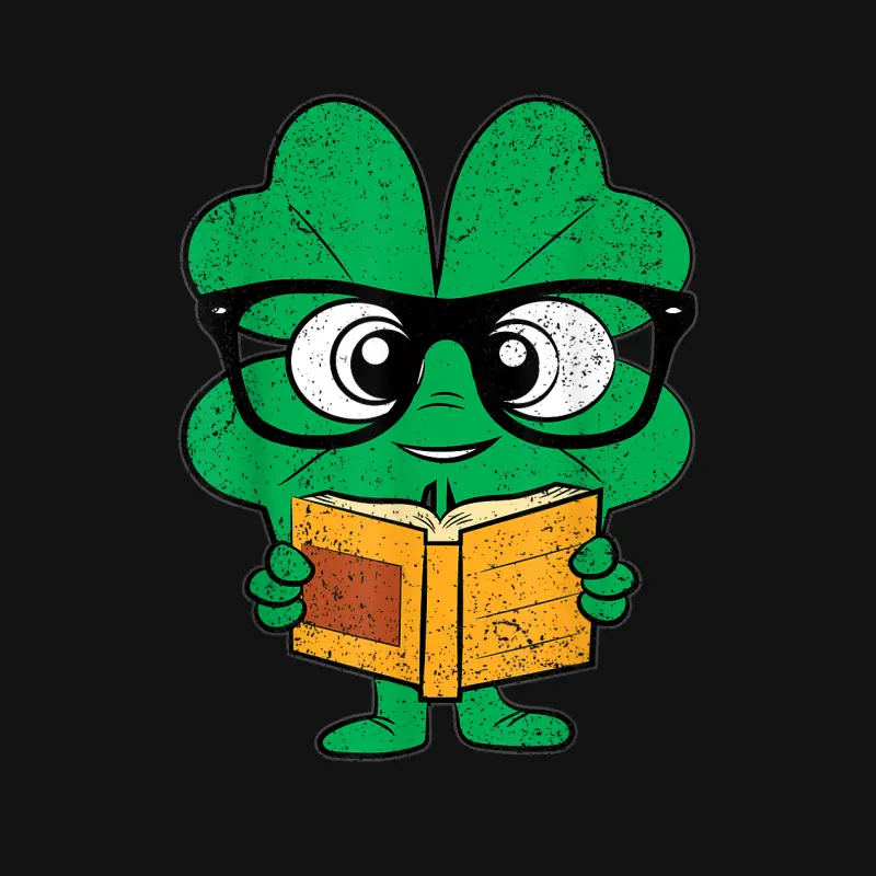 Shamrock Reading Books St Patricks Day Nerd Clover Reader Youth Staple T-Shirt