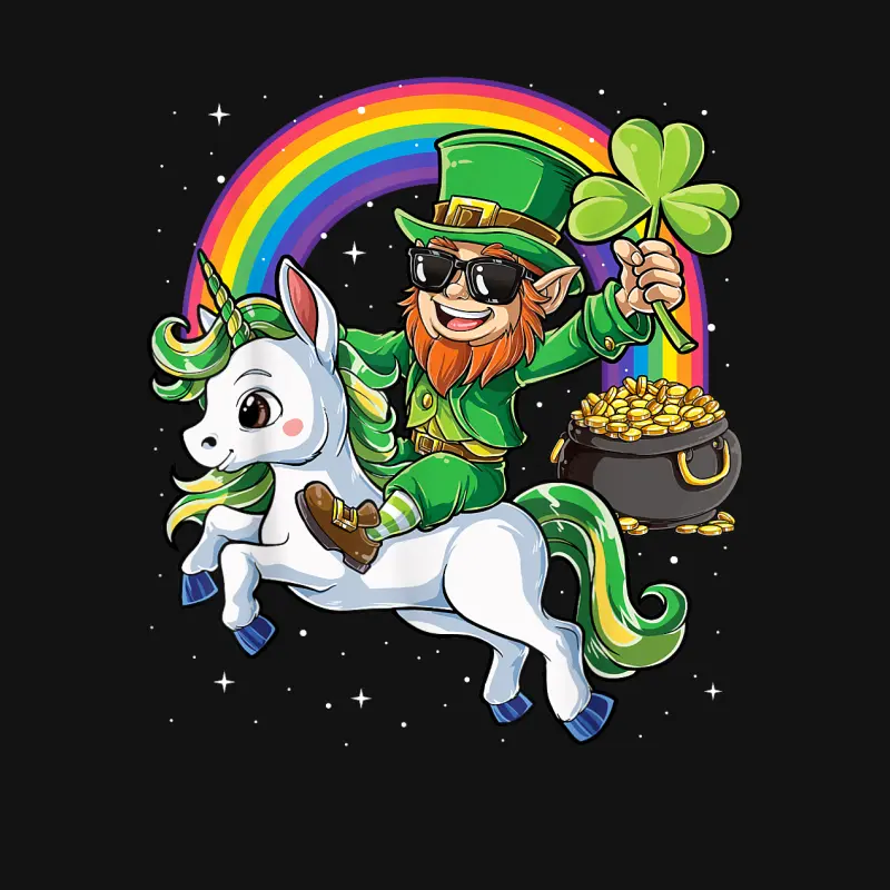 Unicorn St Patricks Day Girls Women Leprechaun Shamrock Youth Staple T-Shirt