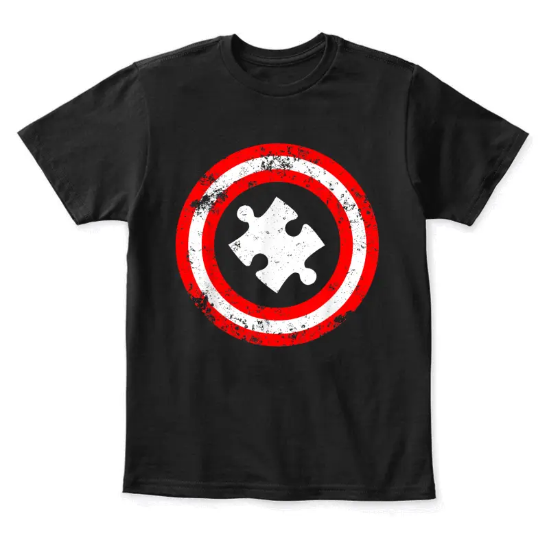 Captain Autism Puzzle Superhero Shield Autism Awareness Youth Staple T-Shirt