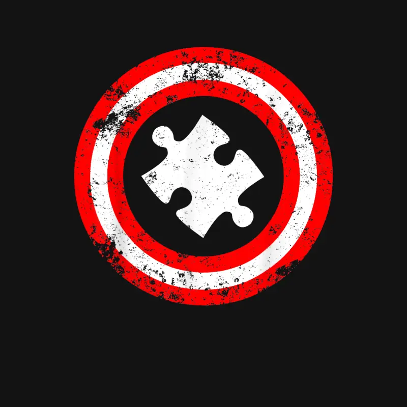 Captain Autism Puzzle Superhero Shield Autism Awareness Youth Staple T-Shirt