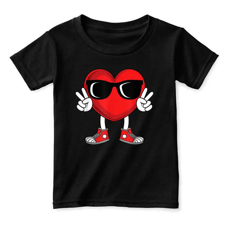 Funny Valentine's Day Heart Peace Hand Boys Girls Kids Toddler Staple T-Shirt