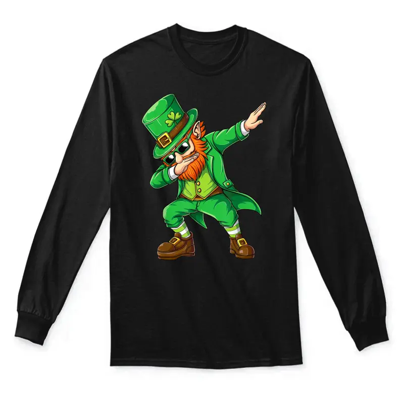 Dabbing Leprechaun Funny Gifts Men Kids Boys St Patricks Day Unisex Long Sleeve T-Shirt