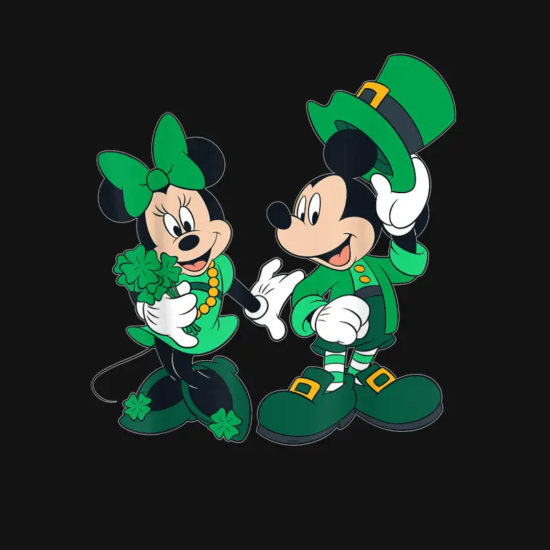 Disney Green Leprechaun Mickey & Minnie St. Patrick's Day Youth Staple T-Shirt