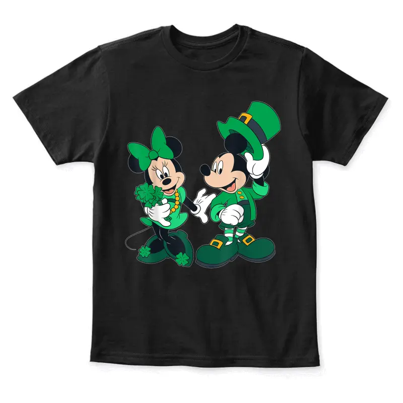 Disney Green Leprechaun Mickey & Minnie St. Patrick's Day Youth Staple T-Shirt