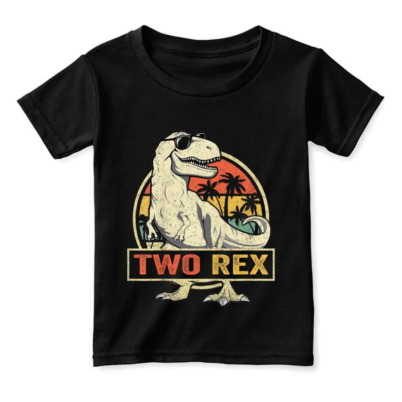 Two Rex 2Nd Birthday Boy Second Dinosaur 2 Year Old Boys Toddler Staple T-Shirt