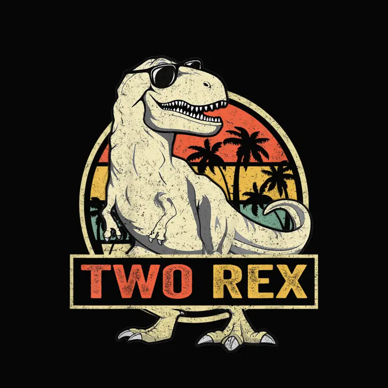 Two Rex 2Nd Birthday Boy Second Dinosaur 2 Year Old Boys Toddler Staple T-Shirt