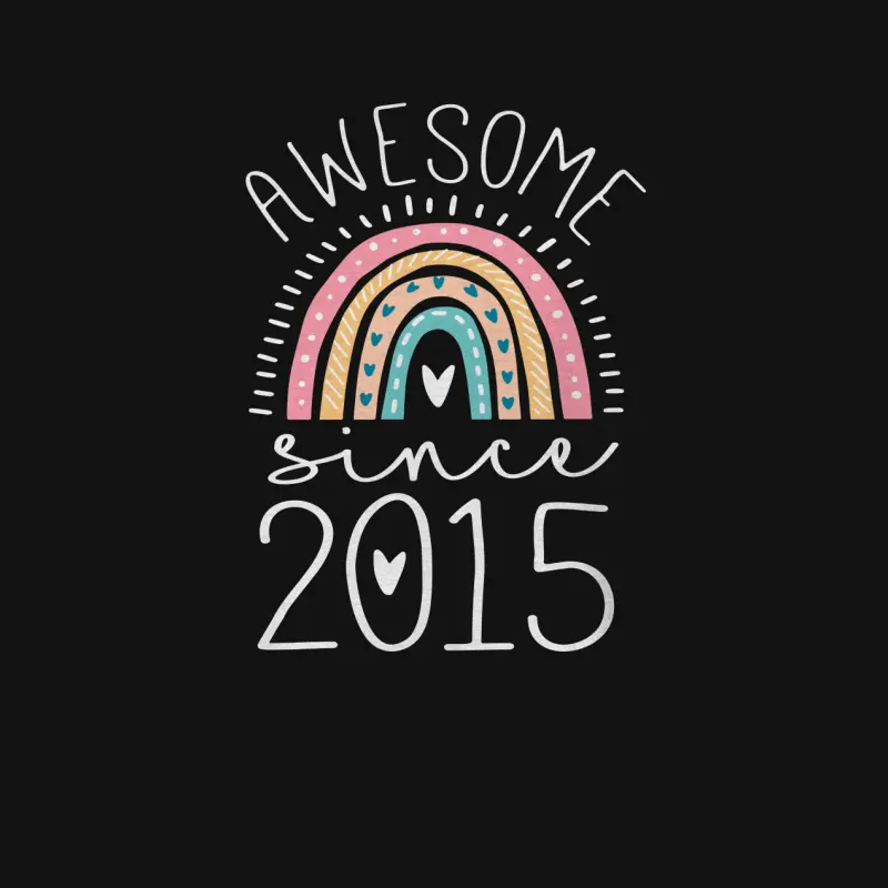 Awesome Since 2015 10Th Birthday Rainbow Gifts Born In 2015 Youth Staple T-Shirt