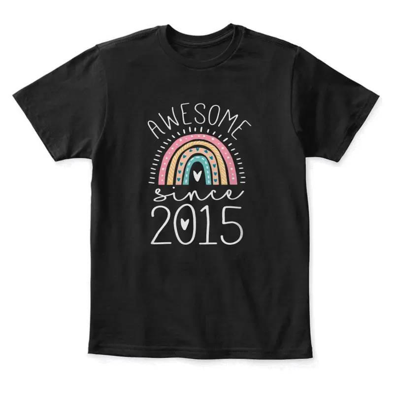 Awesome Since 2015 10Th Birthday Rainbow Gifts Born In 2015 Youth Staple T-Shirt