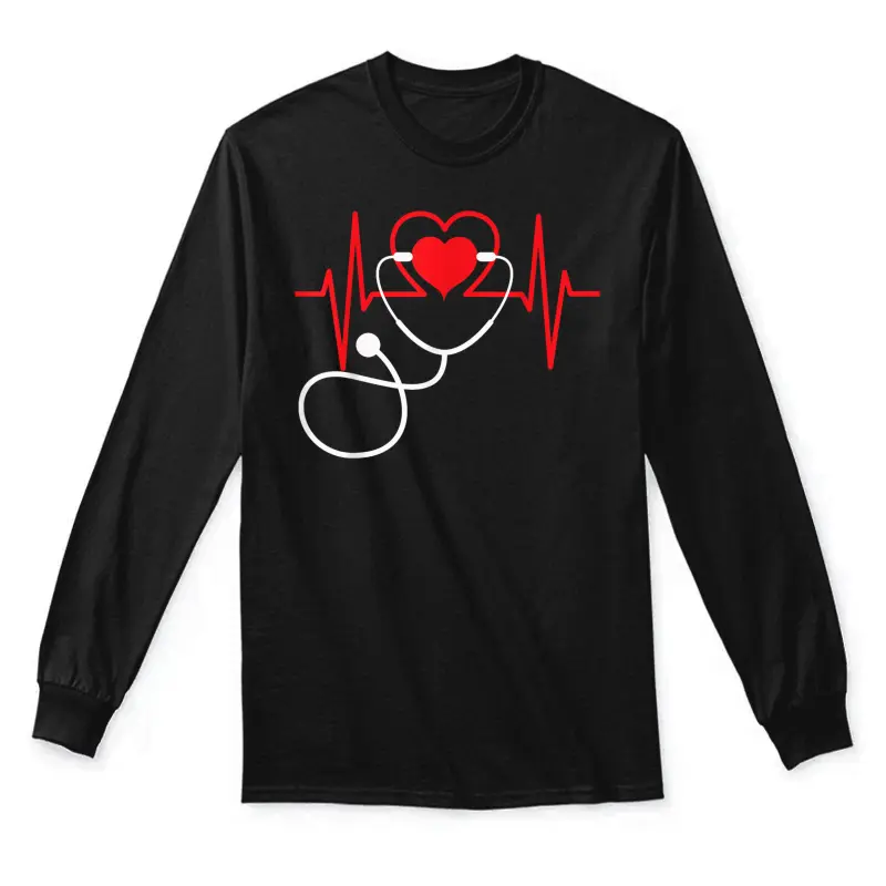 Funny Heart Beats Nurse Nursing Medical T Shirt Men Woman Unisex Long Sleeve T-Shirt
