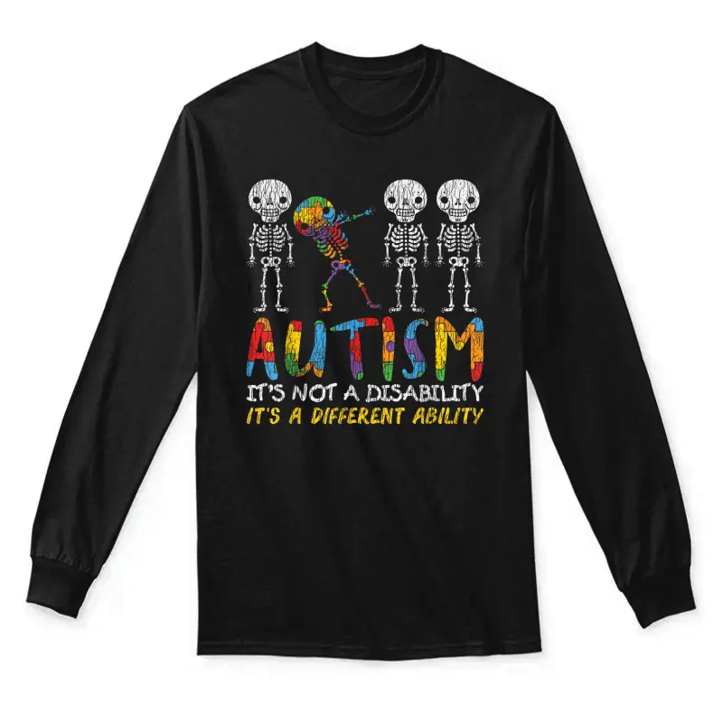 Autism Awerness - Skeleton Dabbing Autistic Kids Awareness Unisex Long Sleeve T-Shirt